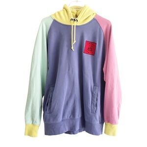 Teddy Fresh Hoodie Sweatshirt Colorblock Purple Pink Yellow Unisex Large